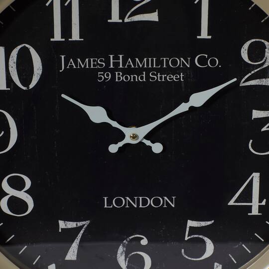16" Black Metal Traditional Wall Clock